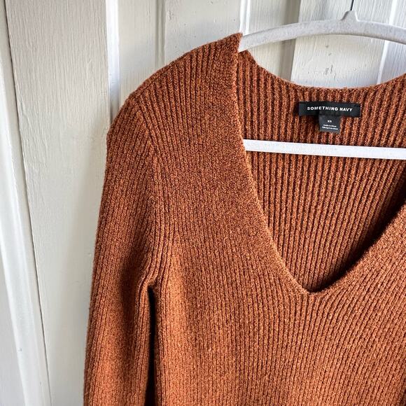 Something Navy Arielle Charnas Rust Ribbed Sweater Dress - Picture 4 of 8